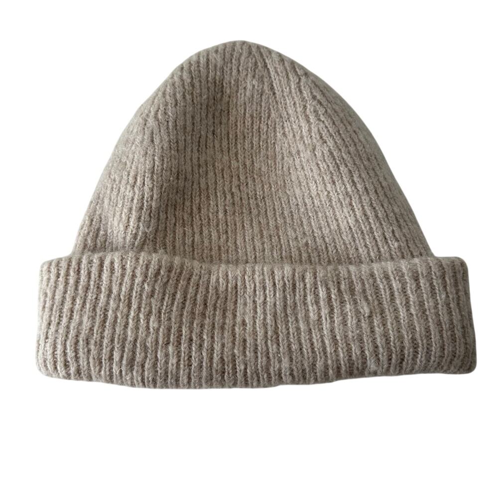 Zara Beige Minimalist Wool Look Beanie Winter Outdoors